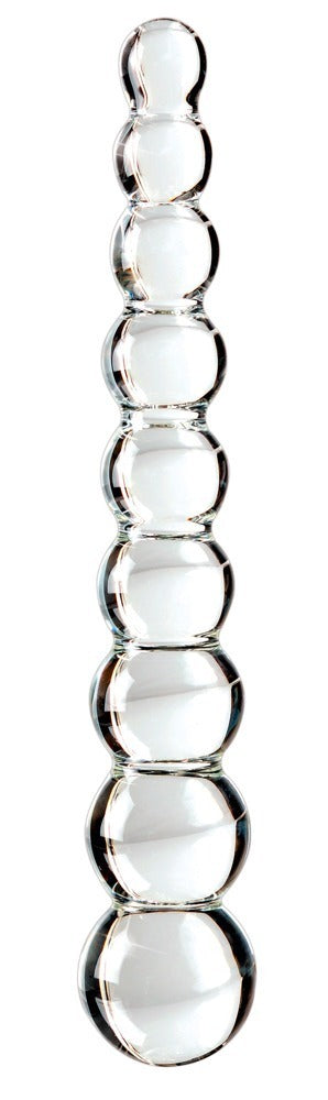 Glass Dildo "No. 2" with Intensive Bead Structure - Handmade Dildo 20.5 cm (Transparent)