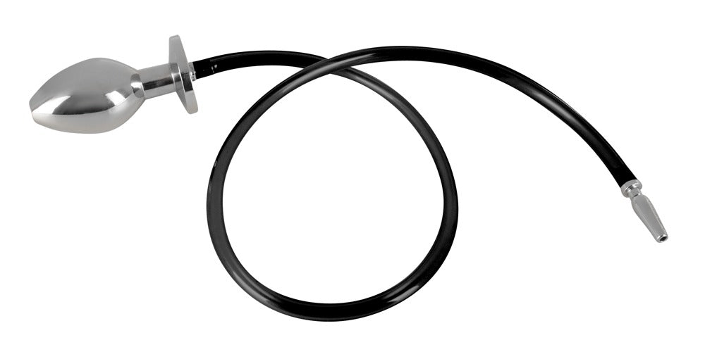 Plug pénien / plug anal « Piss To Ass Plug » en silicone et acier inoxydable (argent)