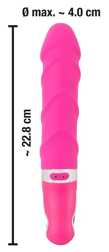 Vibrator „Warming Soft“ aus Liquid-Silikon mit Heizfunktion – 22,8 cm (Pink)