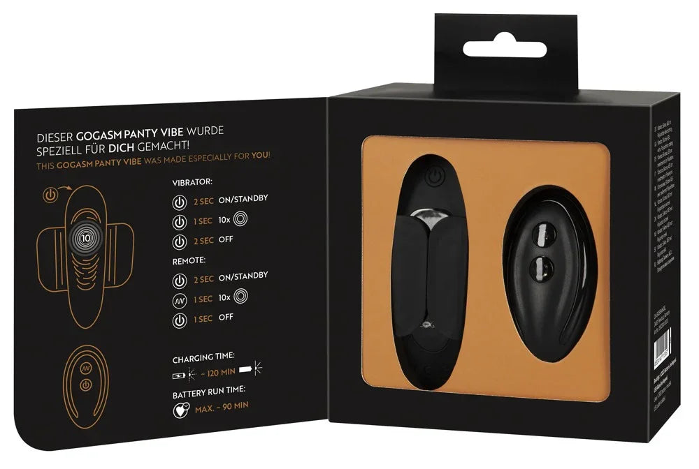 Schwarzer Ferngesteuerter Vibrator für Erwachsene in geöffneter Verpackung, moderner Look