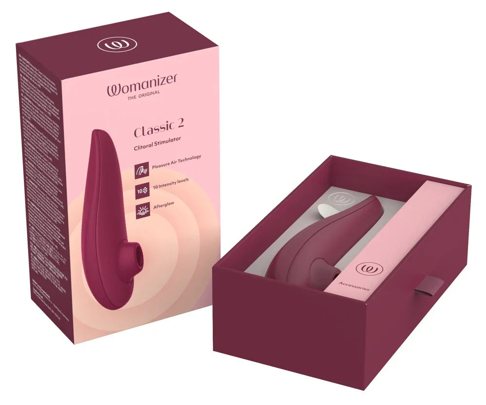 Womanizer Classic 2 Vibromasseur à poser avec simulateur d'ondes de pression - 14,8 cm (rouge)