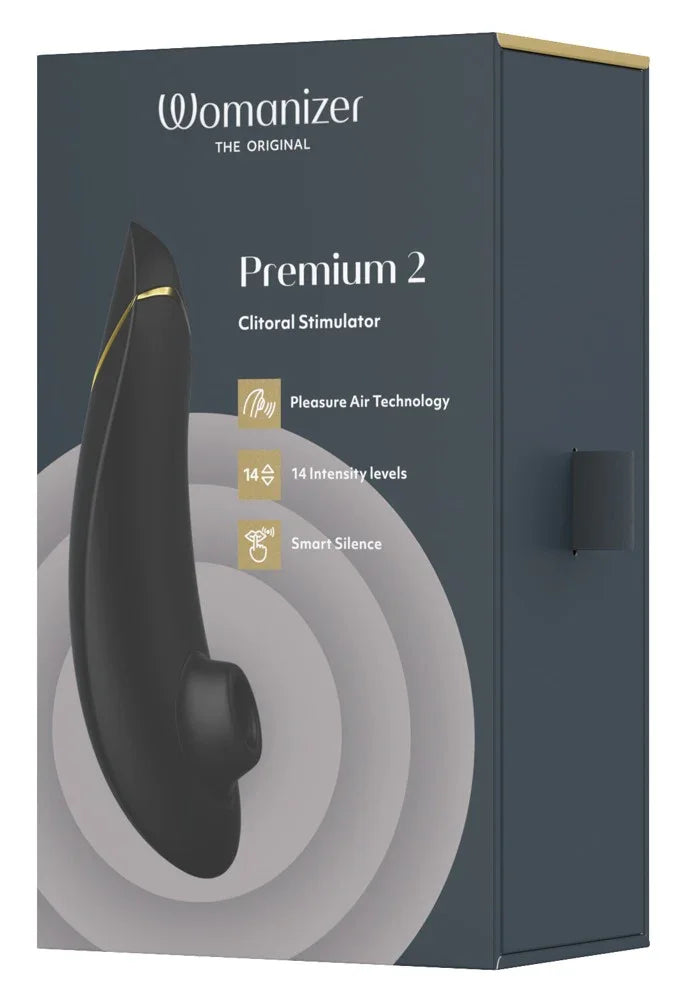Womanizer Premium 2 Vibromasseur à poser avec simulateur d'ondes de pression - 15,5 cm (noir)