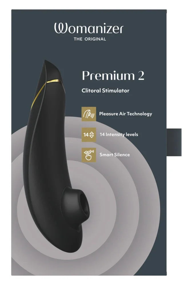 Womanizer Premium 2 Vibromasseur à poser avec simulateur d'ondes de pression - 15,5 cm (noir)