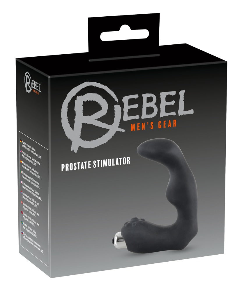 Silicone prostate vibrator - with vibrating egg Ø 3.3 cm (black)