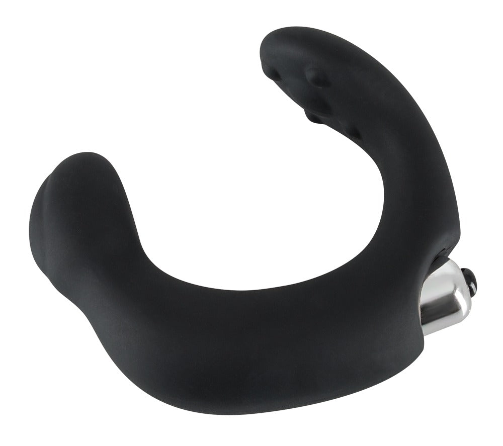 Silicone Prostate Vibrator - C-shaped Ø 3 cm (black)