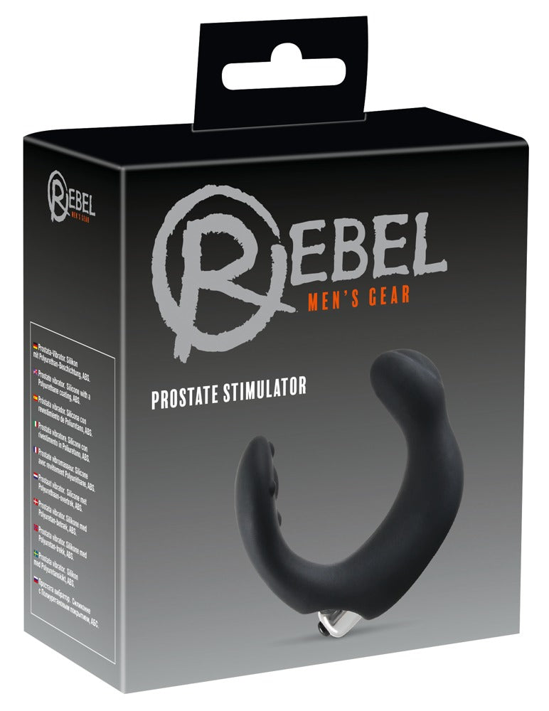 Silicone Prostate Vibrator - C-shaped Ø 3 cm (black)