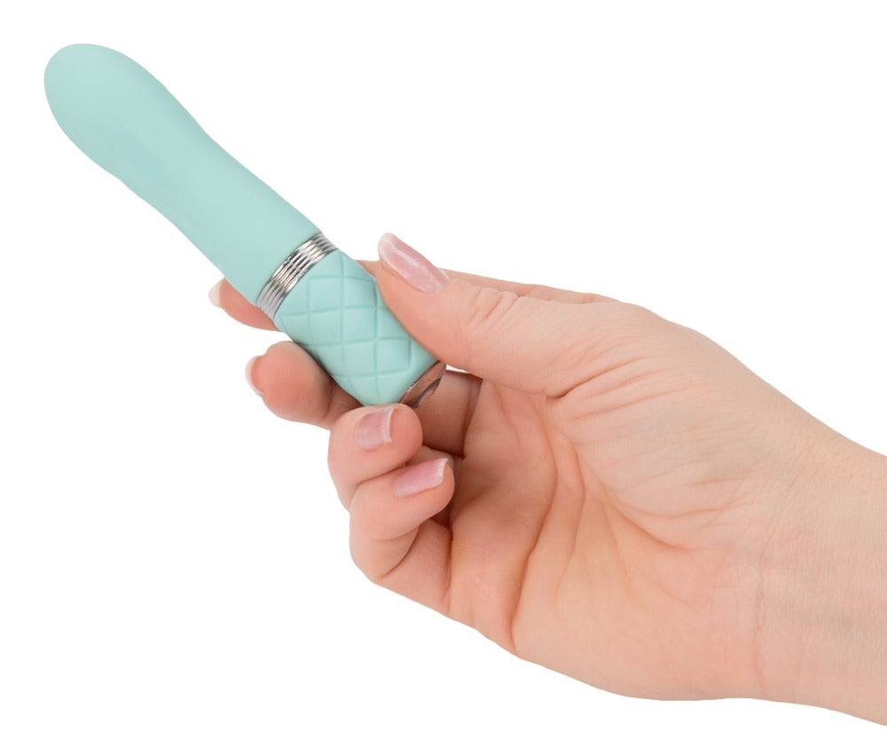 Mini vibromasseur « Flirty » en silicone - texture soft-touch 11 cm (turquoise)