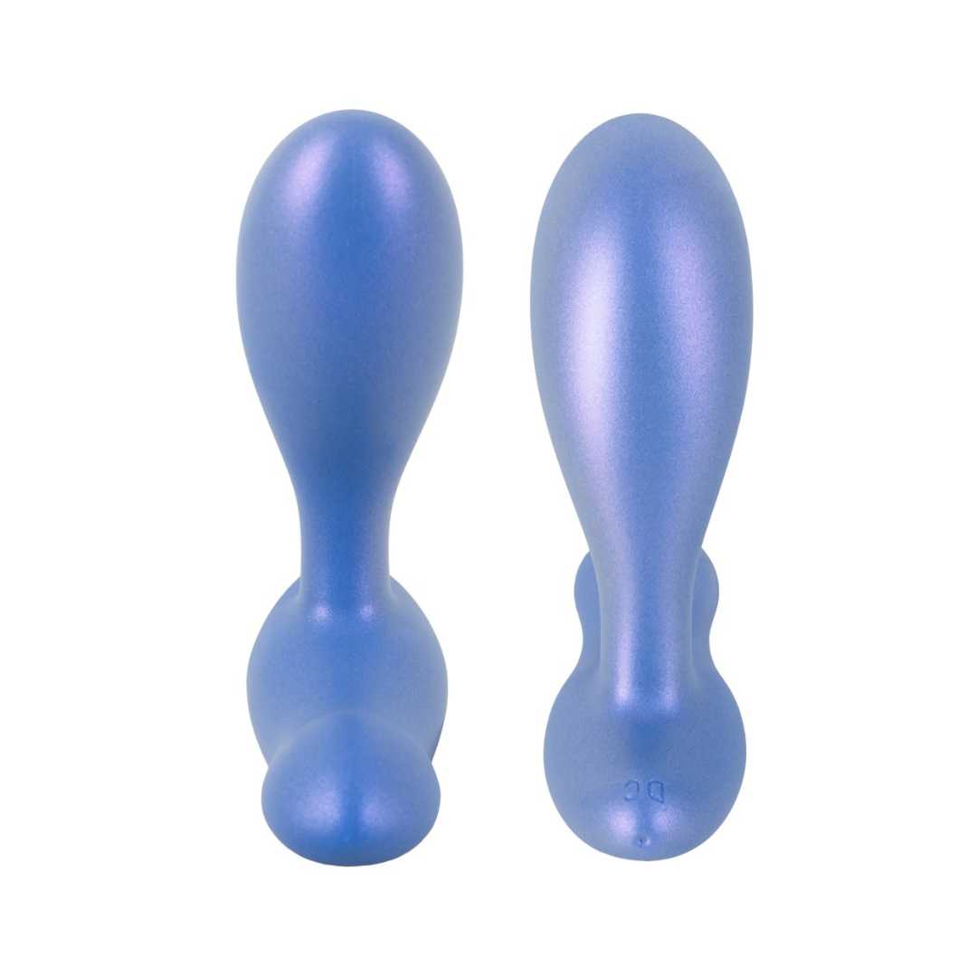 Anal vibrator "Flexible Butt Plug" made of silicone - for optimal dual stimulation Ø 3.5 cm (blue)