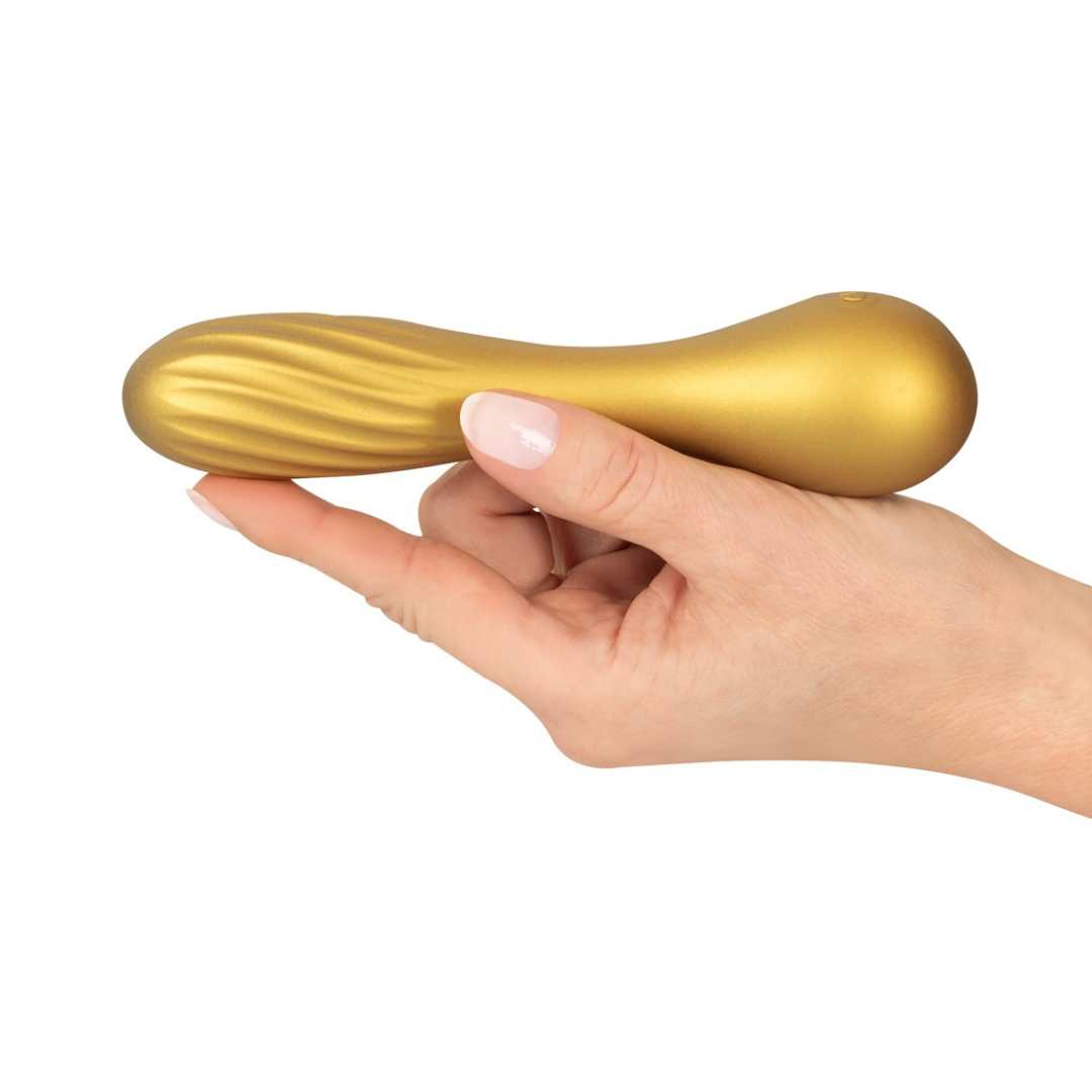 Vibrator "Flexible Swirl" made of silicone - with movable grooved head 16 cm (yellow)