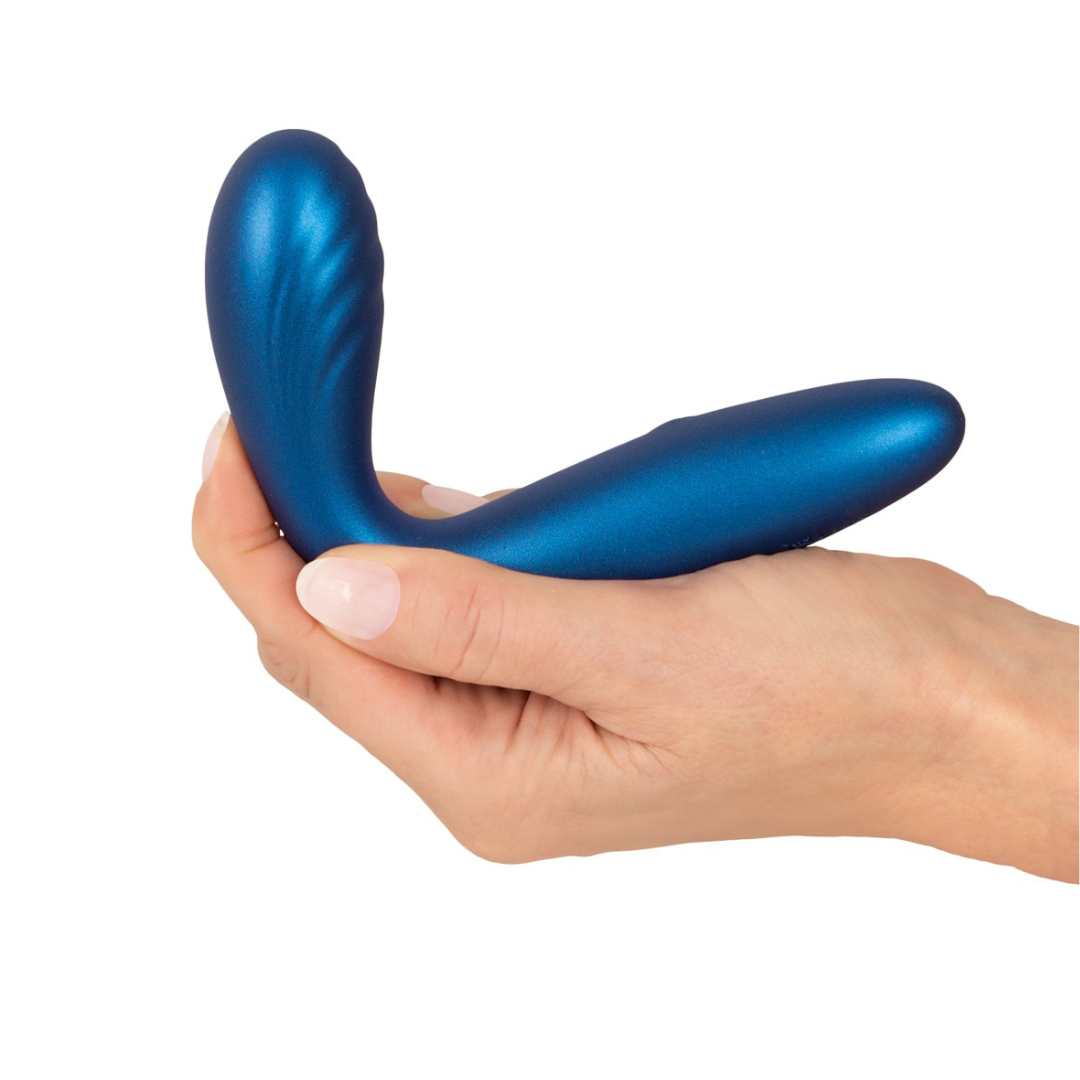 G-spot vibrator made of silicone - with curved groove massage head 18 cm (blue)