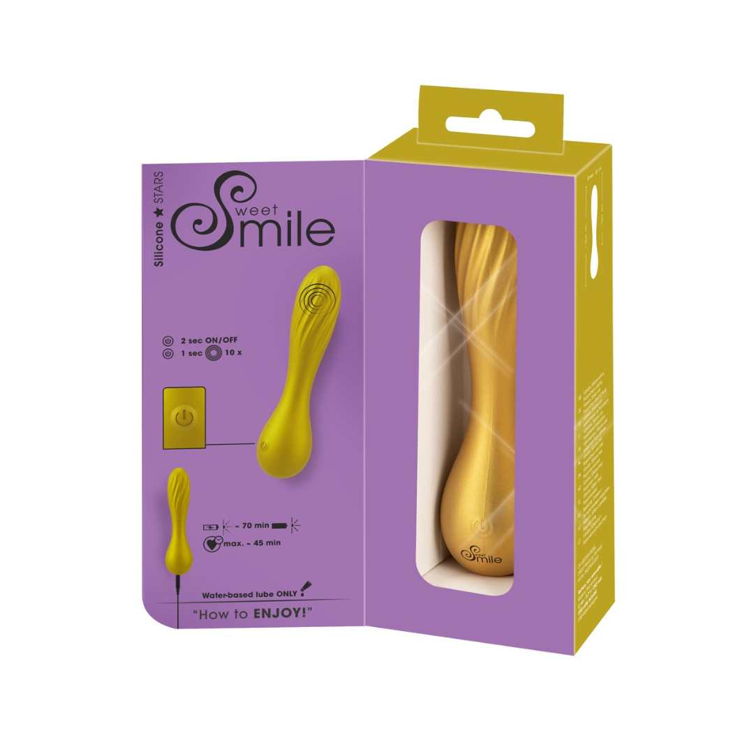 Vibrator "Flexible Swirl" made of silicone - with movable grooved head 16 cm (yellow)