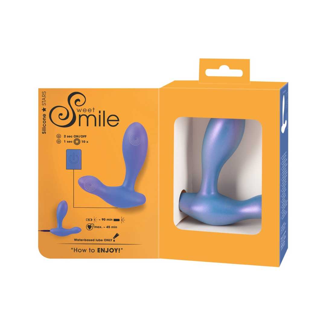 Anal vibrator "Flexible Butt Plug" made of silicone - for optimal dual stimulation Ø 3.5 cm (blue)