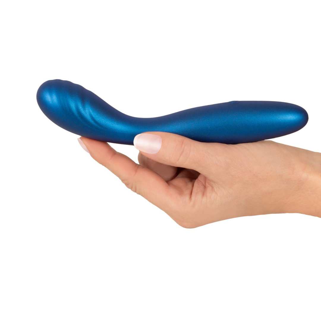 G-spot vibrator made of silicone - with curved groove massage head 18 cm (blue)