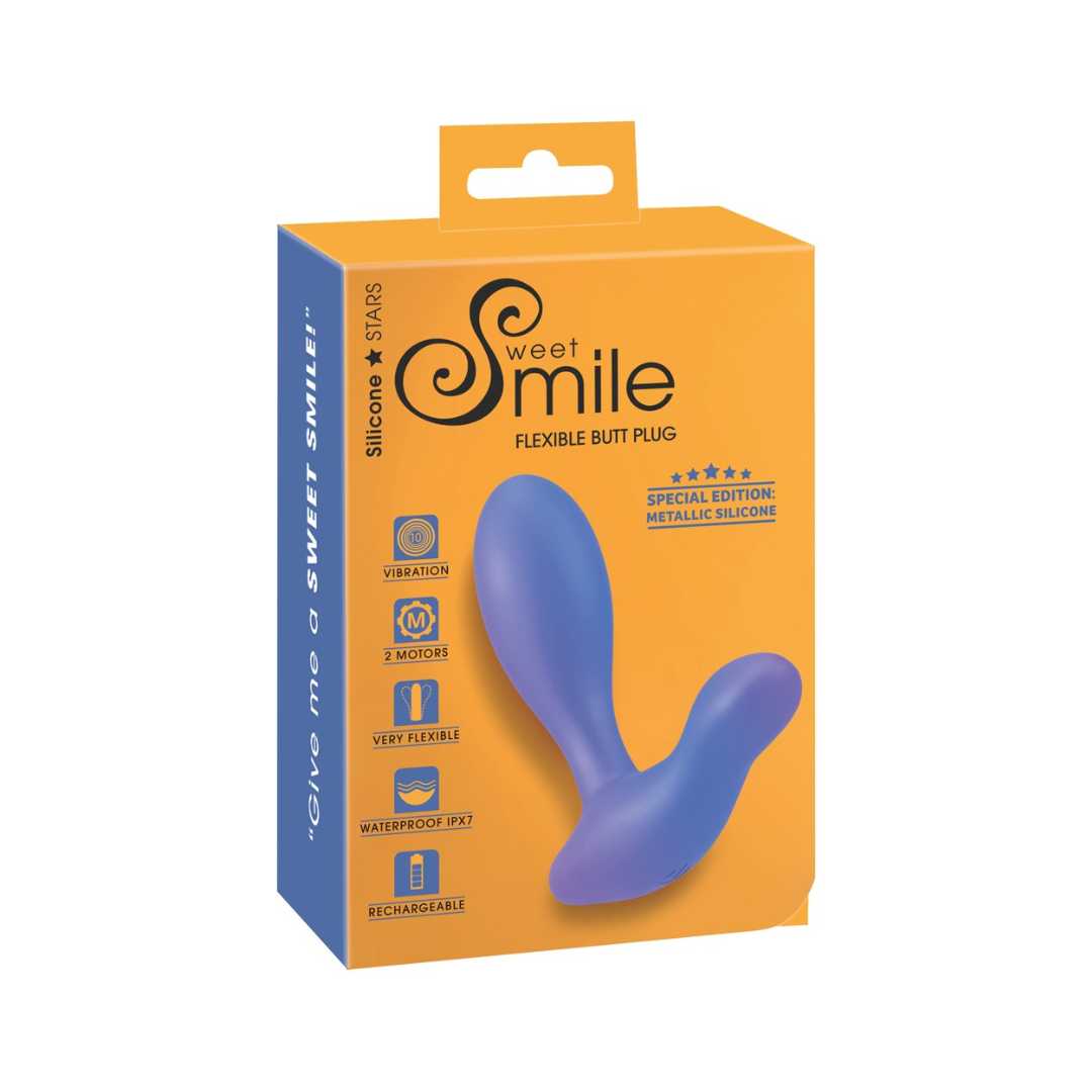 Anal vibrator "Flexible Butt Plug" made of silicone - for optimal dual stimulation Ø 3.5 cm (blue)