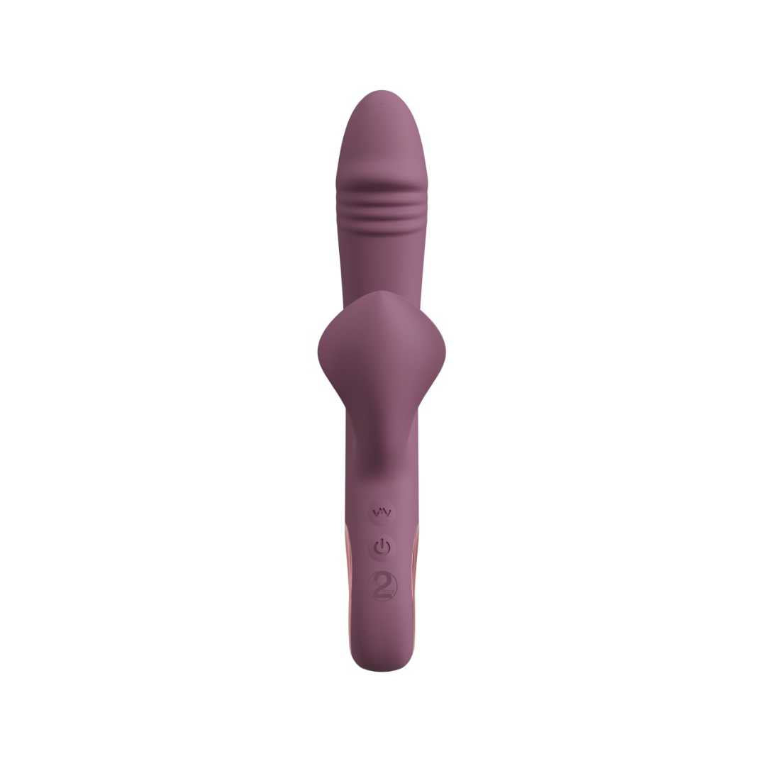 Vibrator "Slim Triple Plum" made of silicone - triple stimulation 21.4 cm (violet)