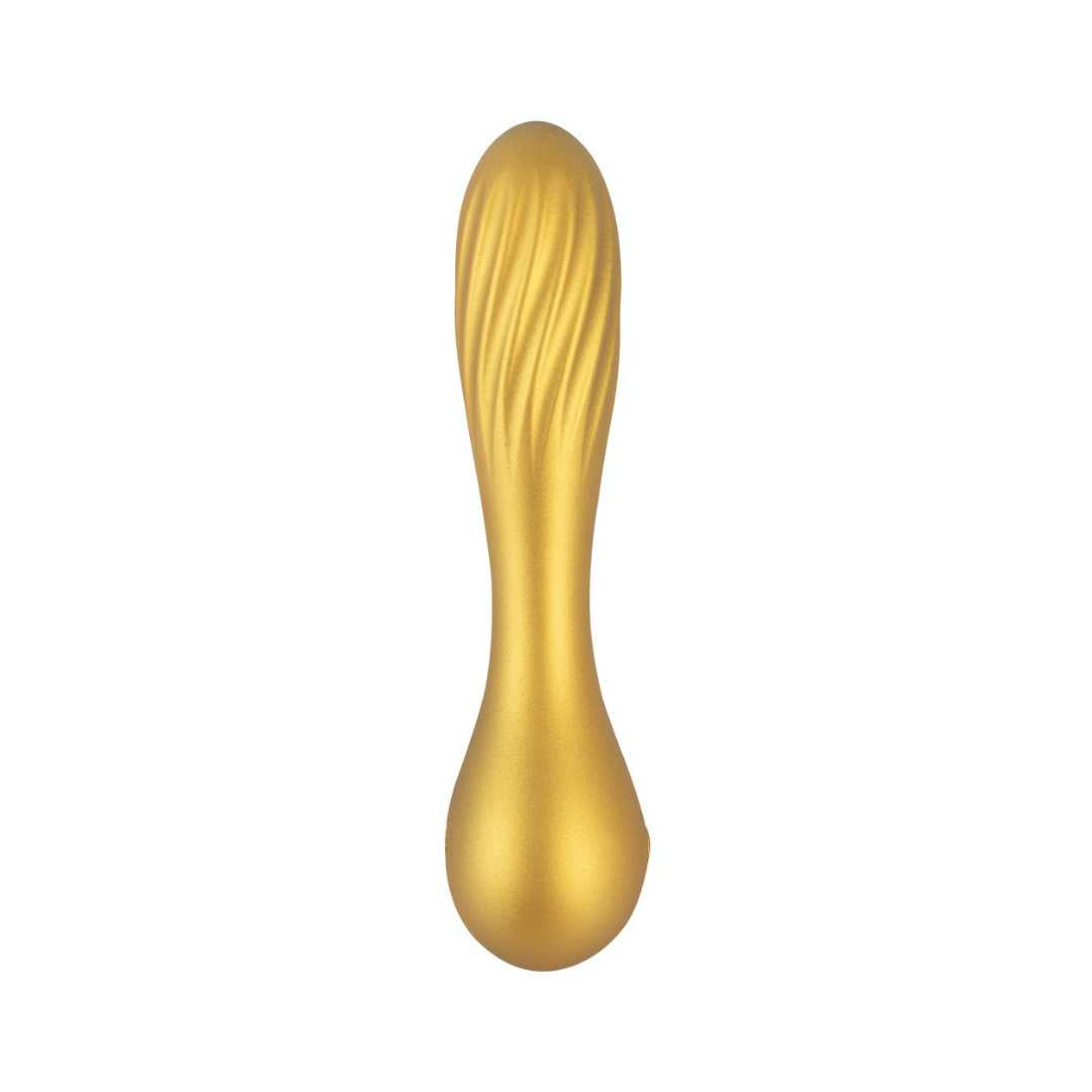 Vibrator "Flexible Swirl" made of silicone - with movable grooved head 16 cm (yellow)