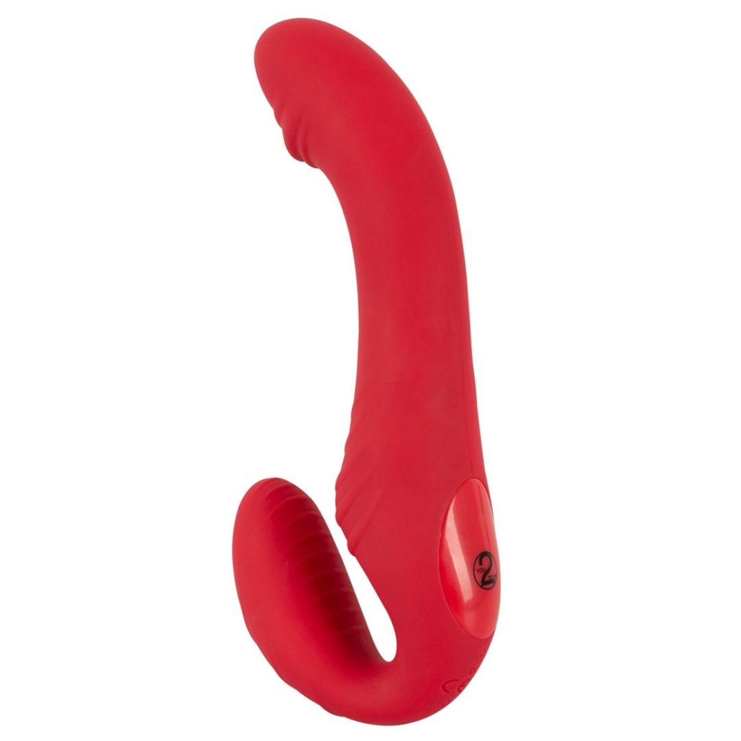 Vibromasseur « RC Strapless Strap-On 3 » en silicone - avec double vibrateur 19,1 cm (rouge)