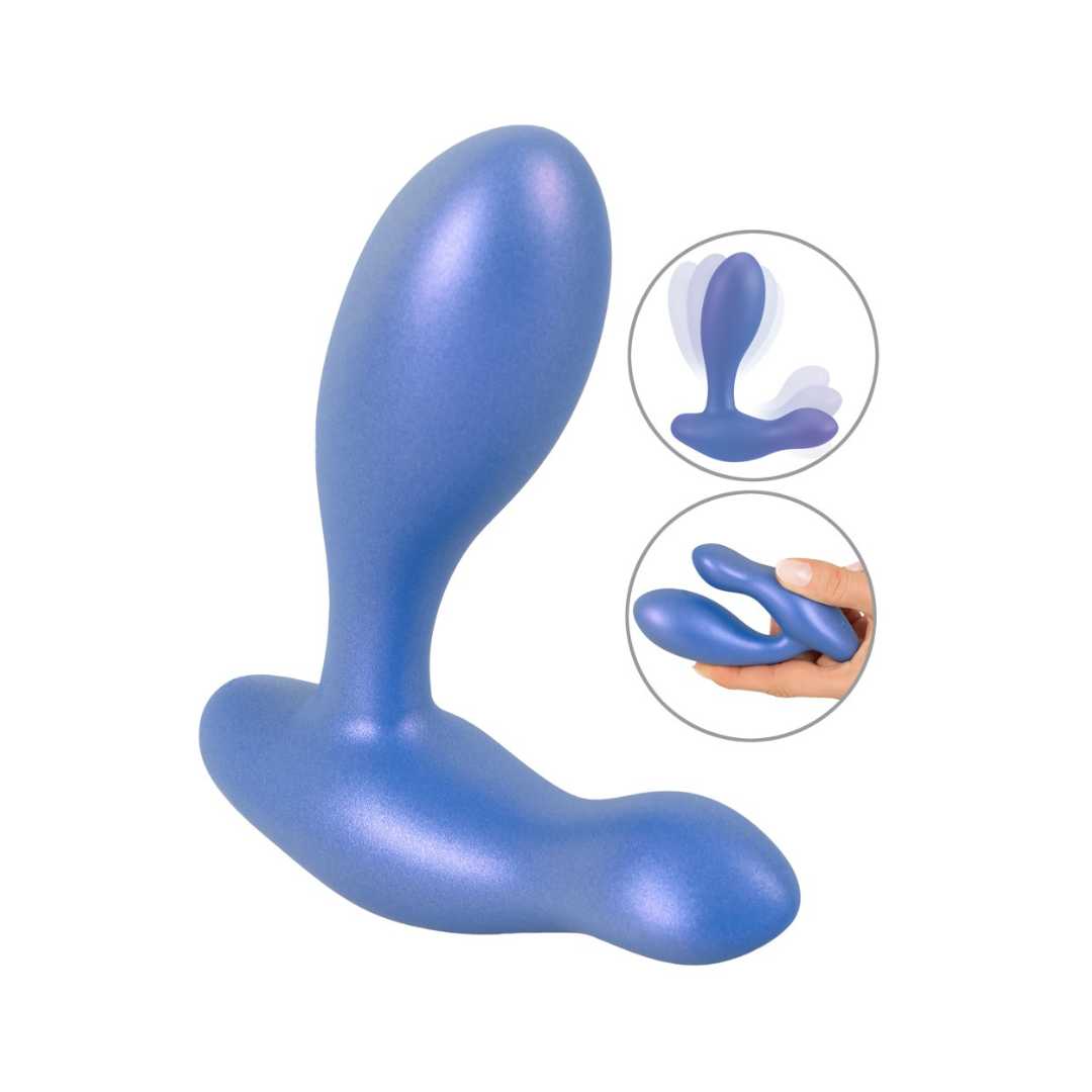 Anal vibrator "Flexible Butt Plug" made of silicone - for optimal dual stimulation Ø 3.5 cm (blue)