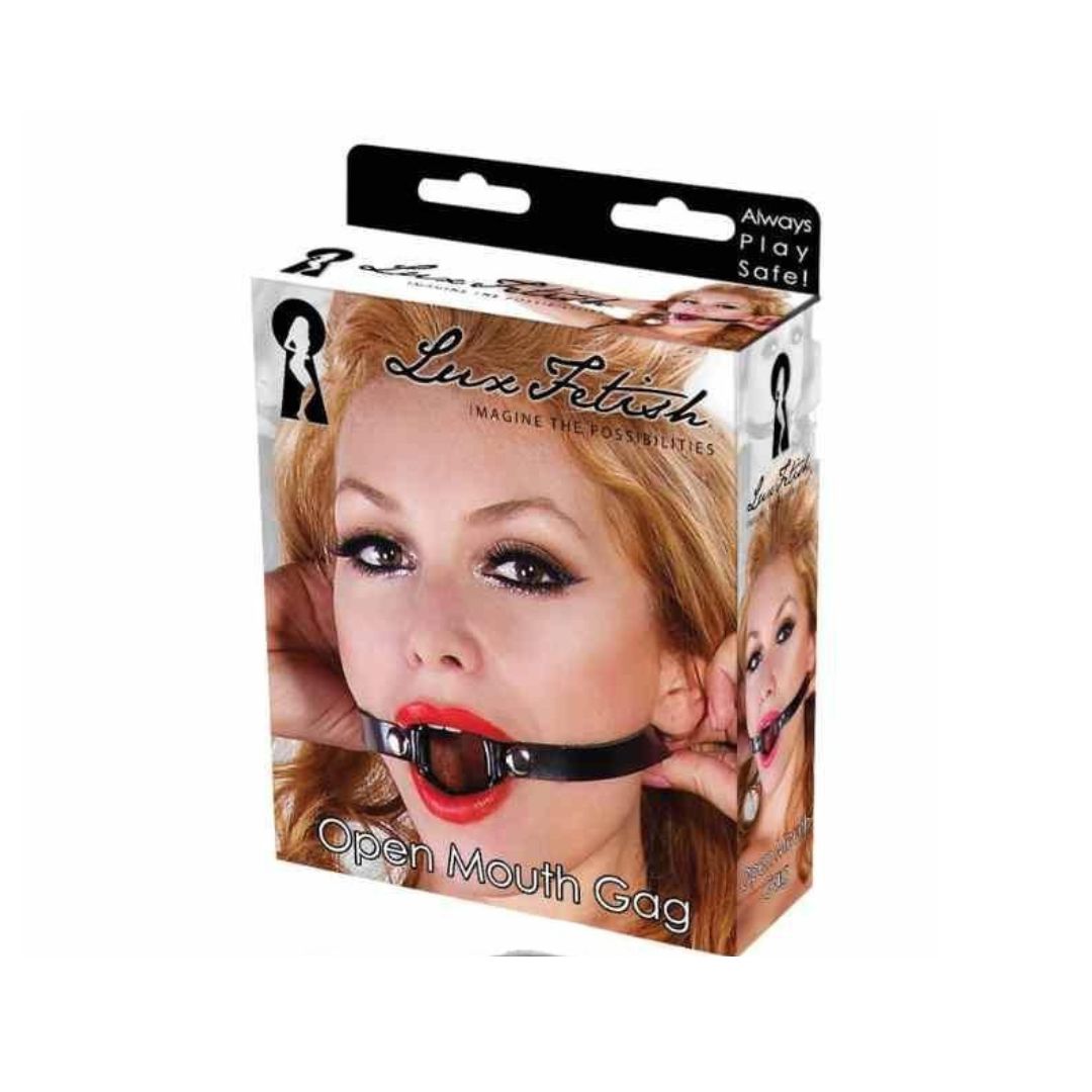 Mouth gag "O-Ring Ball Lux Fetish" with adjustable belt buckle (black)