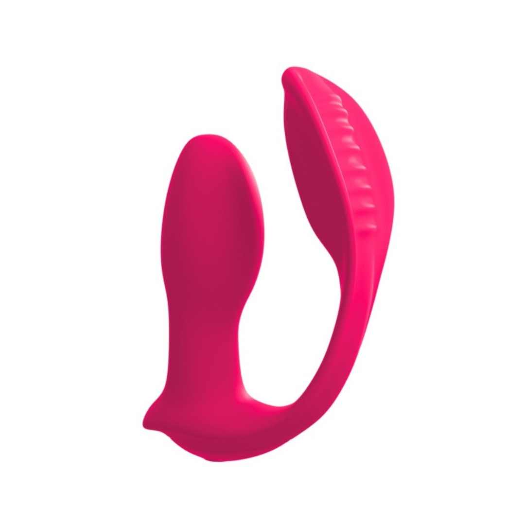 Vibrator "Double ecstasy" made of silicone - double stimulation with remote control 14.1 cm (pink)