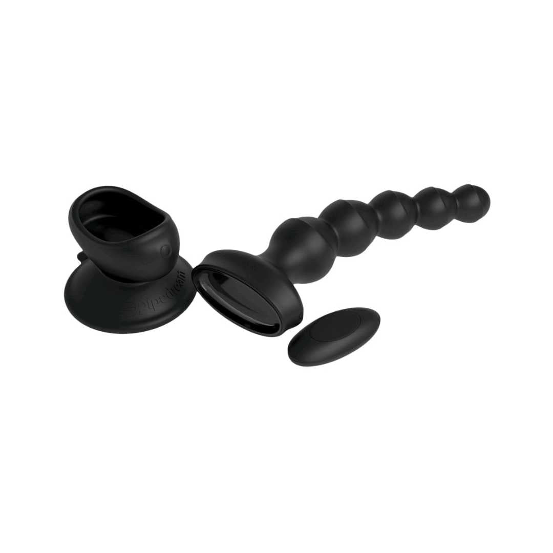 Analvibrator "Wall Banger Beads" aus Silikon -  abnehmbarer Saugfuss & Fernbedienung 16.8 cm (schwarz)