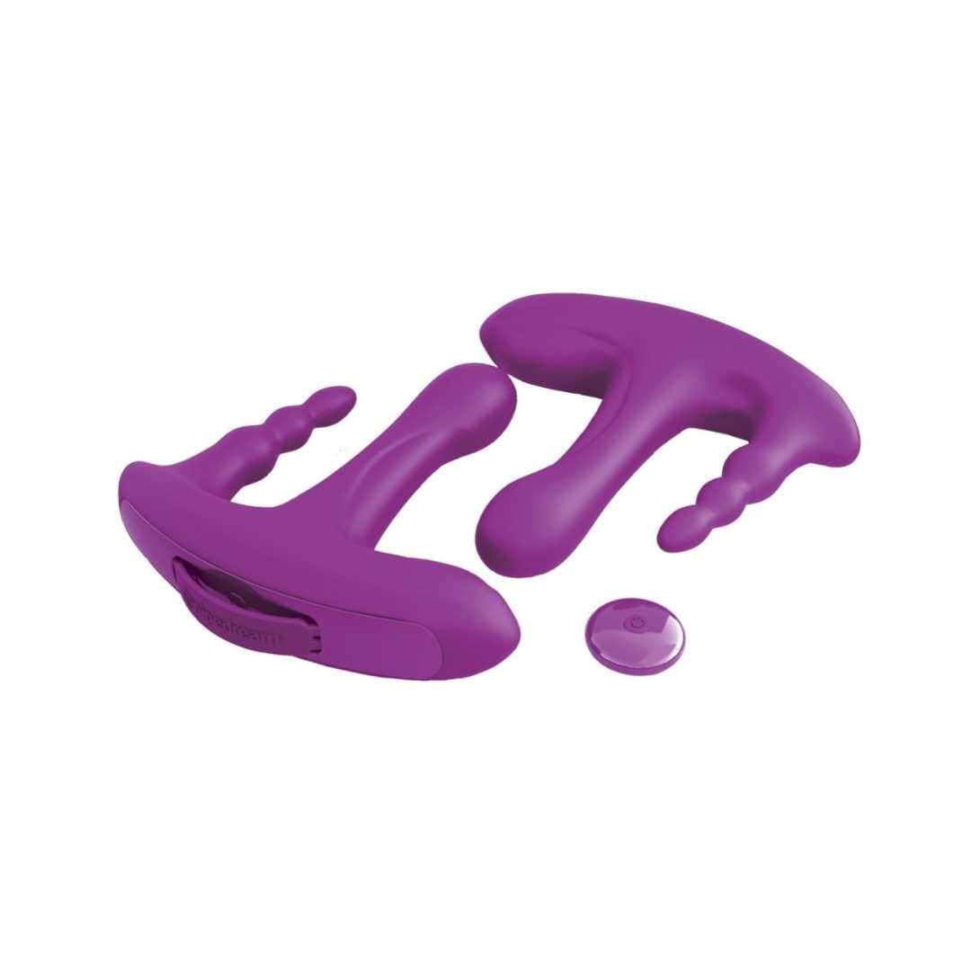 Vibrator "Rock n' ride" made of silicone - triple stimulation 17.8 cm (purple)