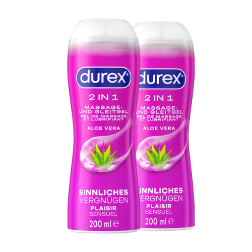 2-Pack Lubricant "Play 2in1" - Water-Based & with Aloe Vera Extract (2x200ml) by Durex