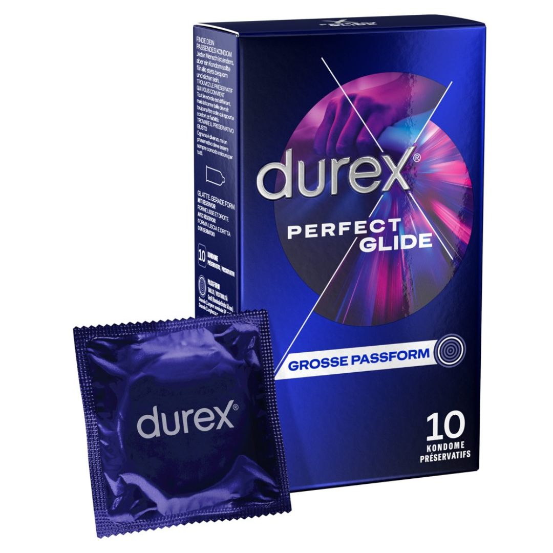 Préservatifs « Perfect Glide - Extra Safe » en latex de caoutchouc naturel (56 mm/10 pièces) de Durex