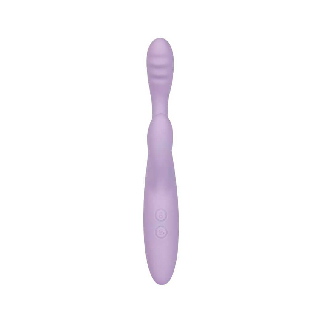 Vibrator with clitoris stimulator "Cici+ 2" made of silicone - with ribbed massage head 17.8 cm (purple)