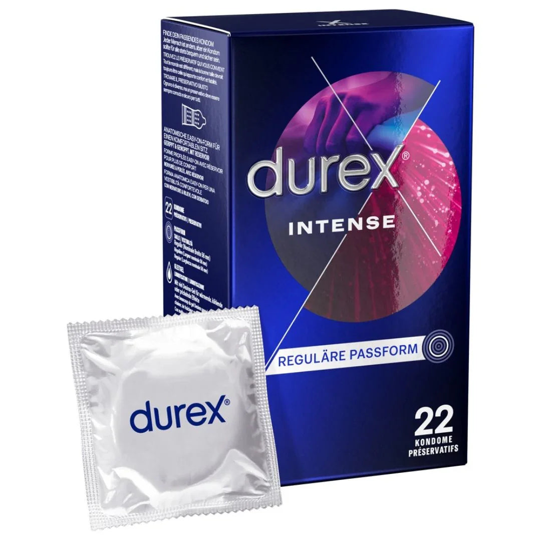Condoms "Intense Orgasmic" with mint flavor & dotted surface (Ø 56 mm/22 pcs.) from Durex