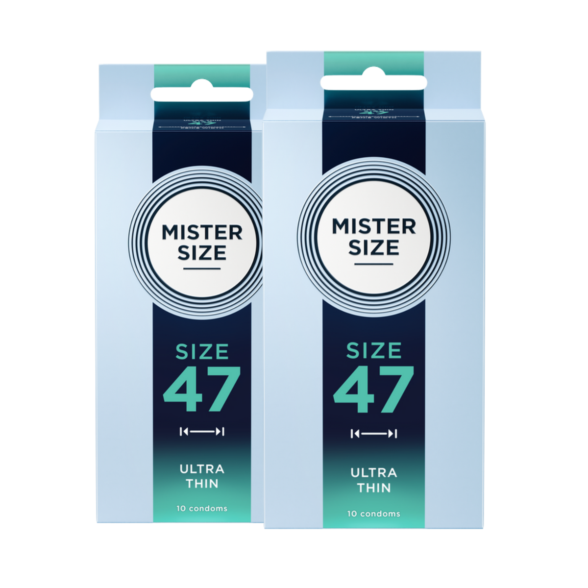 2-Pack Natural Rubber Latex Condoms - Extra Fine & Feel-Real (Ø 47mm/2x10 pcs.) by Mister Size