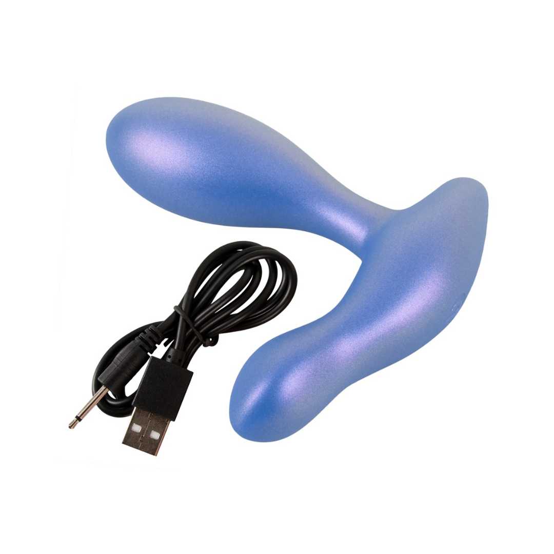 Anal vibrator "Flexible Butt Plug" made of silicone - for optimal dual stimulation Ø 3.5 cm (blue)