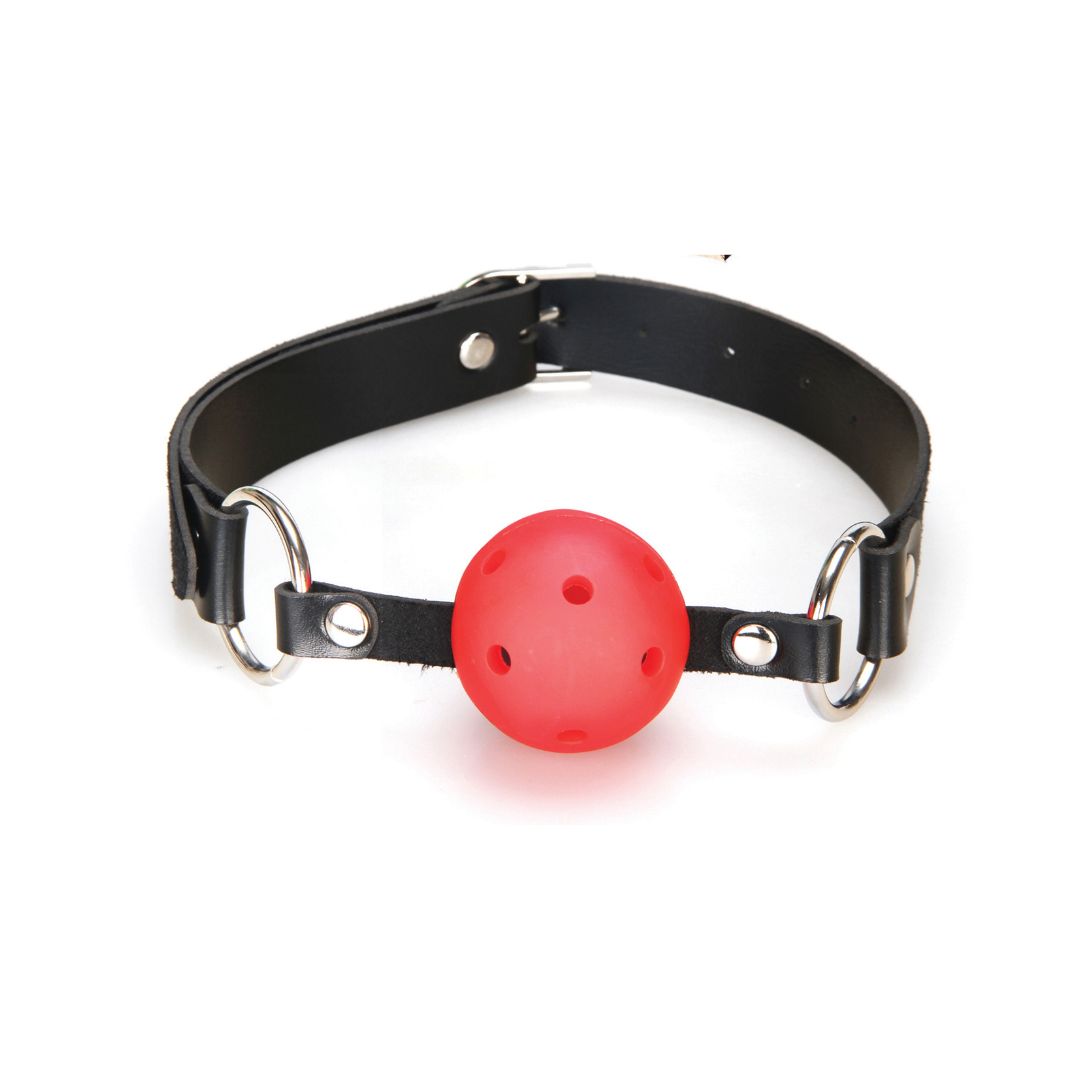 Bâillon "Breathable Ball Lux Fetish" pour jeux de respiration contrôlés (noir/rouge)