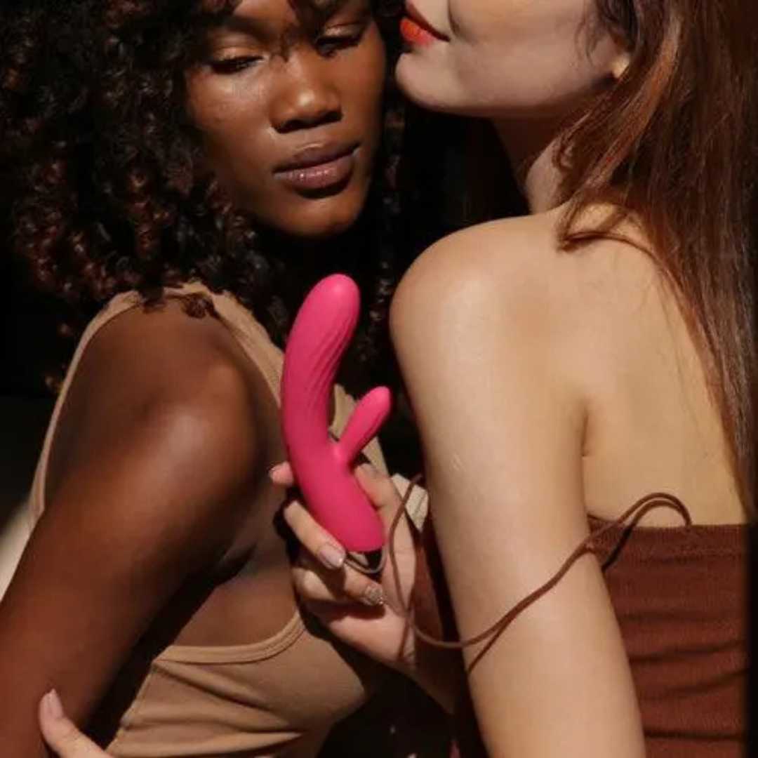 Vibrator mit Klitorisreizer "Angel" aus Silikon - 19 cm (pink)