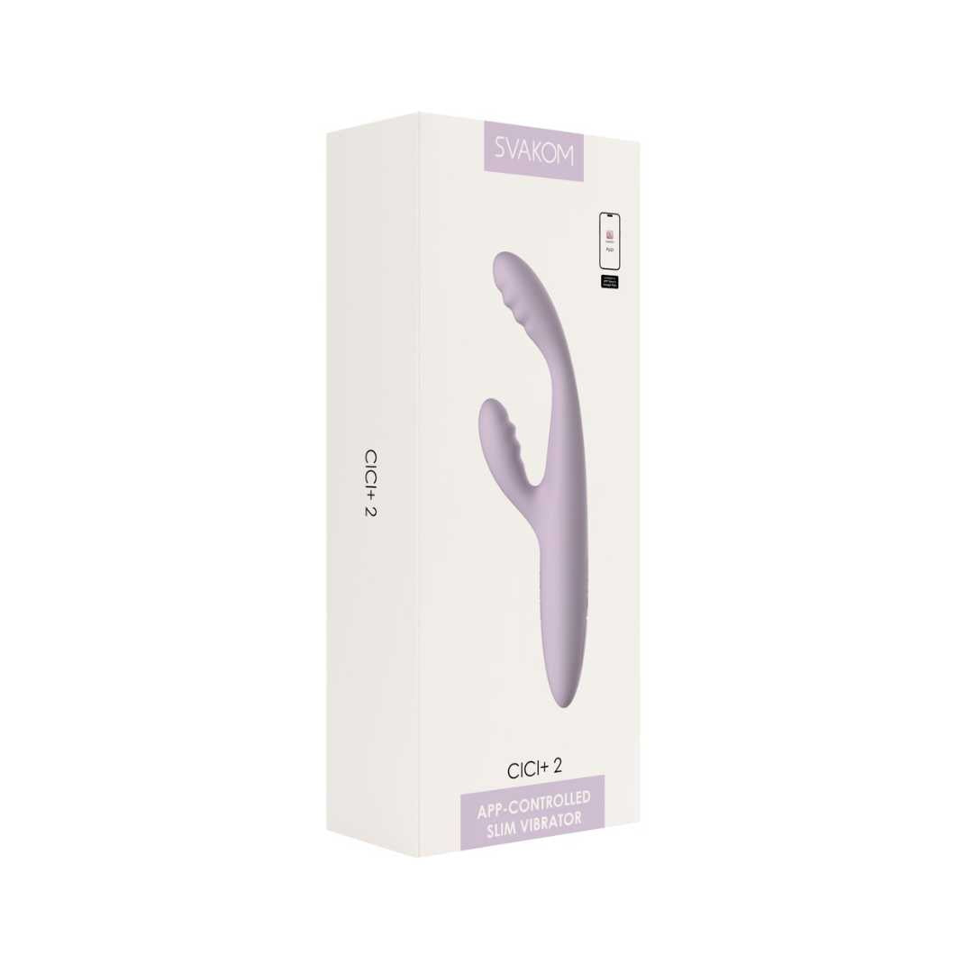 Vibrator with clitoris stimulator "Cici+ 2" made of silicone - with ribbed massage head 17.8 cm (purple)