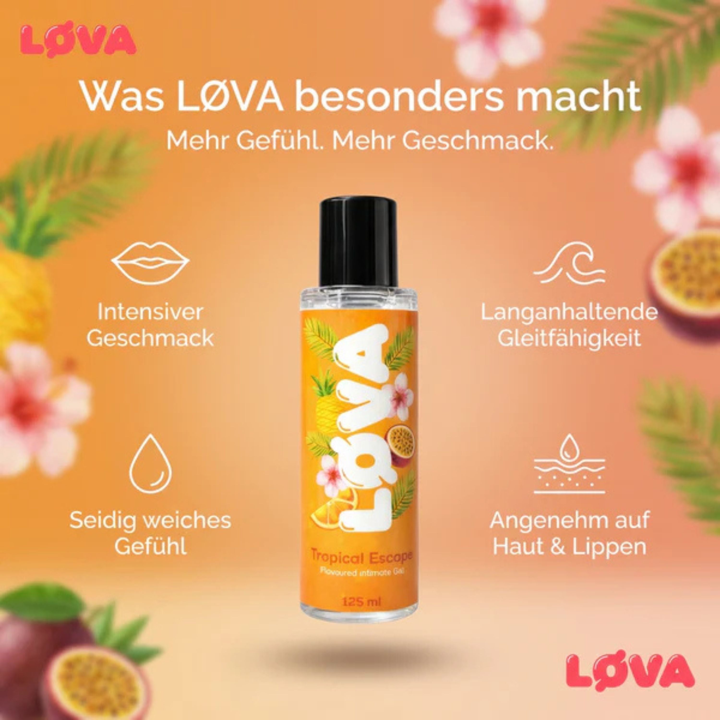 LØVA "Tropical Escape" Water-Based Lubricant with Tropical Flavor (125ml)