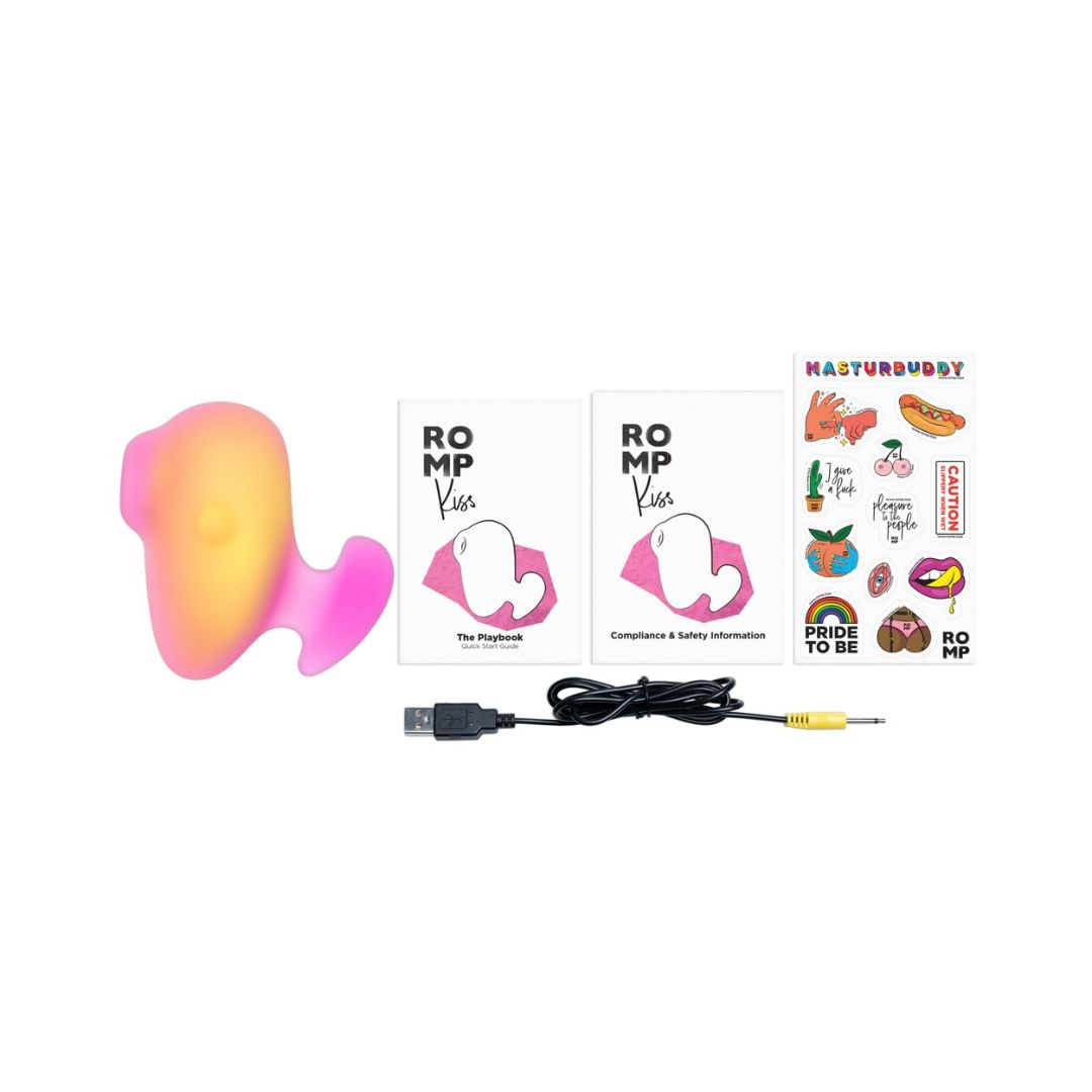 Silicone lay-on vibrator "Kiss" - with Pleasure Air technology 9.5 cm (pink)