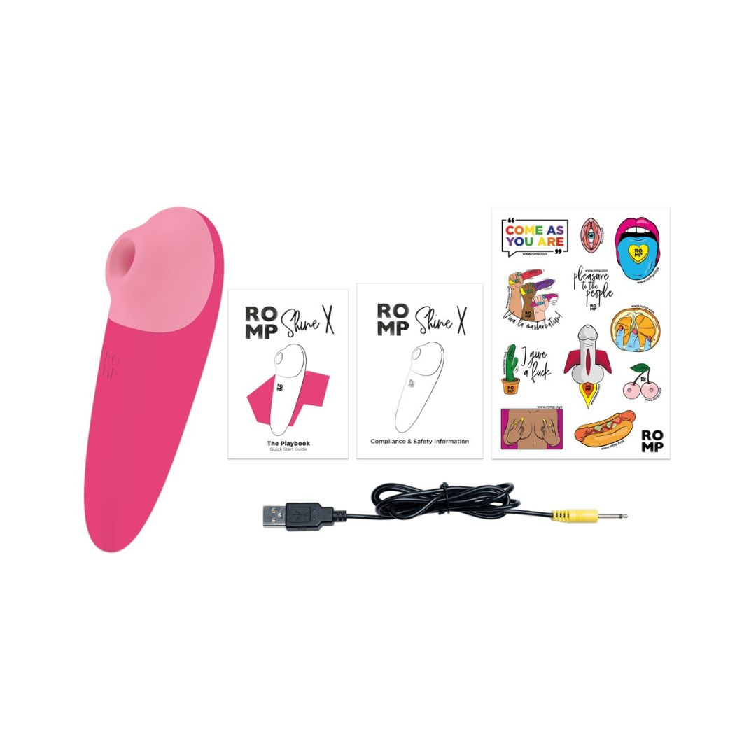 "Shine X" lay-on vibrator made of silicone - Pleasure Air technology 14.2 cm (pink)