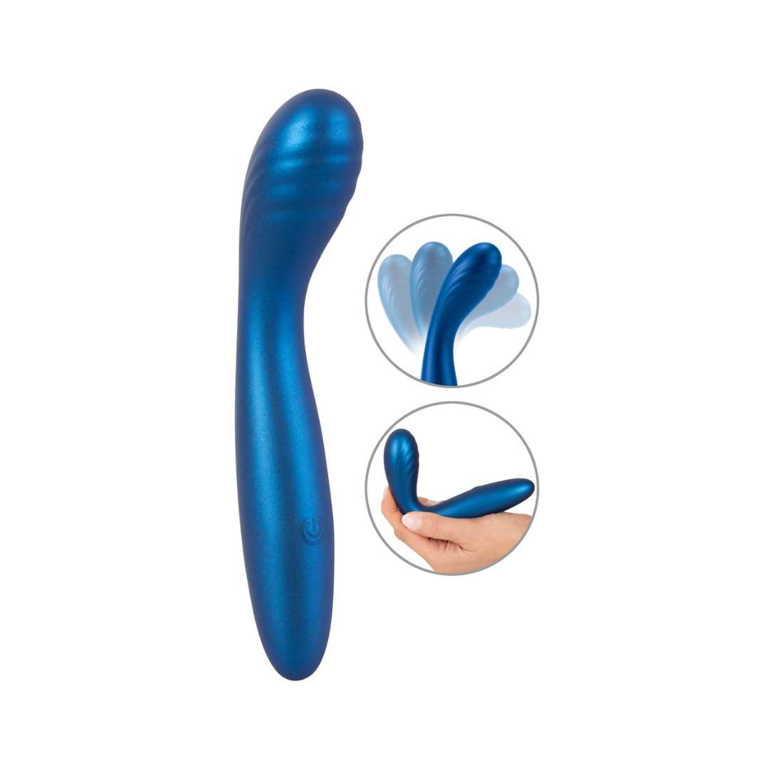 G-spot vibrator made of silicone - with curved groove massage head 18 cm (blue)