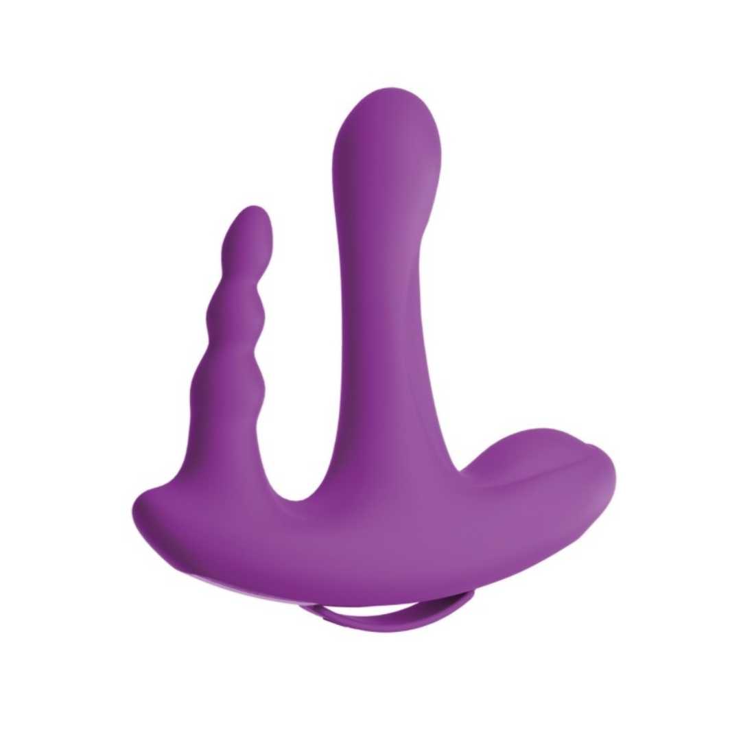 Vibrator "Rock n' ride" made of silicone - triple stimulation 17.8 cm (purple)