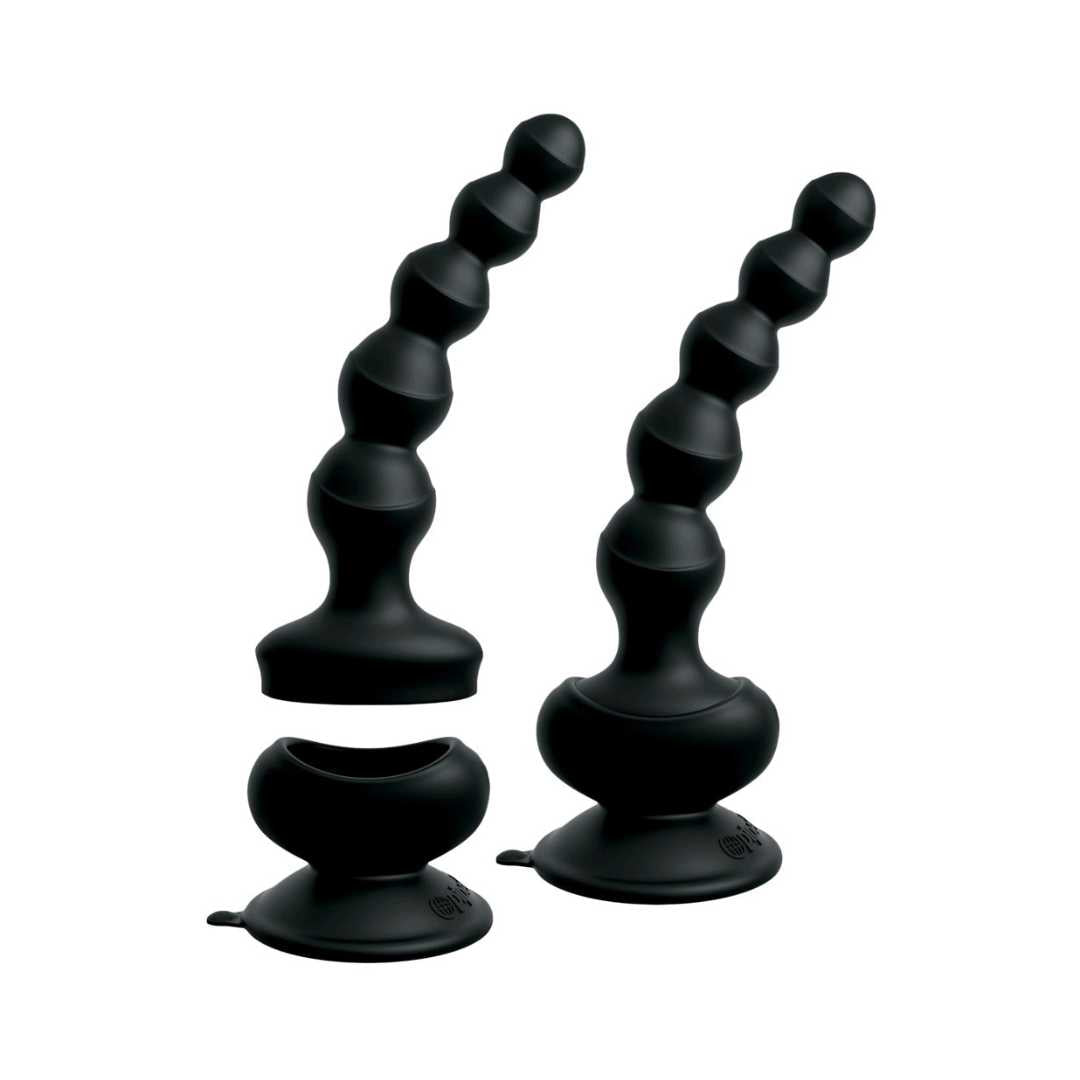 Analvibrator "Wall Banger Beads" aus Silikon -  abnehmbarer Saugfuss & Fernbedienung 16.8 cm (schwarz)