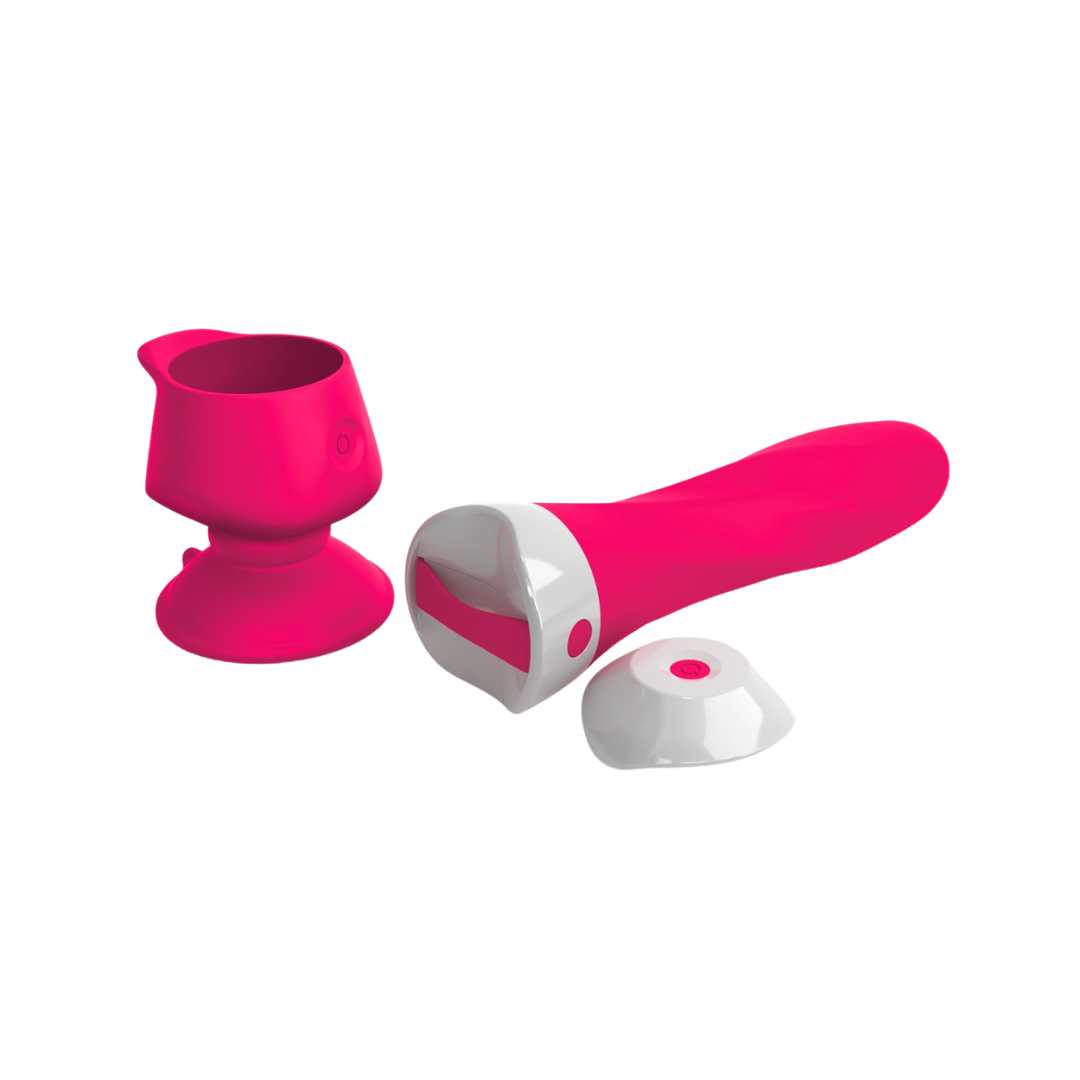 Vibrator "Wall banger deluxe" - removable suction cup & remote control 19 cm (pink)