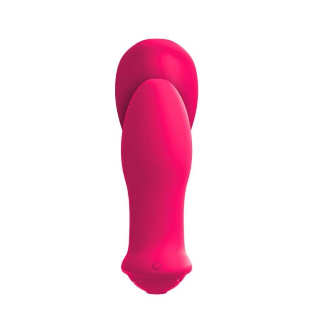 Vibrator "Double ecstasy" made of silicone - double stimulation with remote control 14.1 cm (pink)