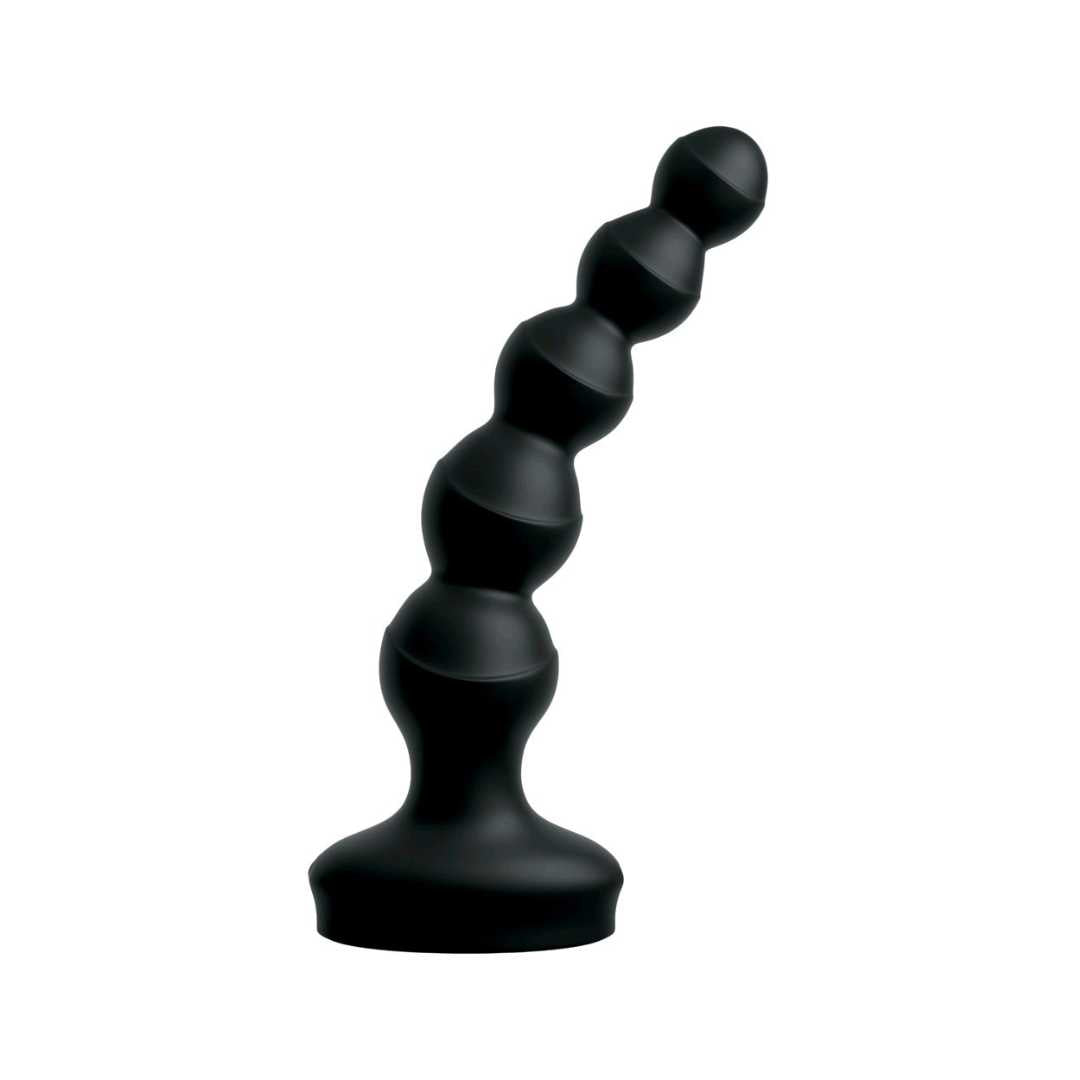 Anal vibrator "Wall Banger Beads" made of silicone - removable suction cup & remote control 16.8 cm (black)