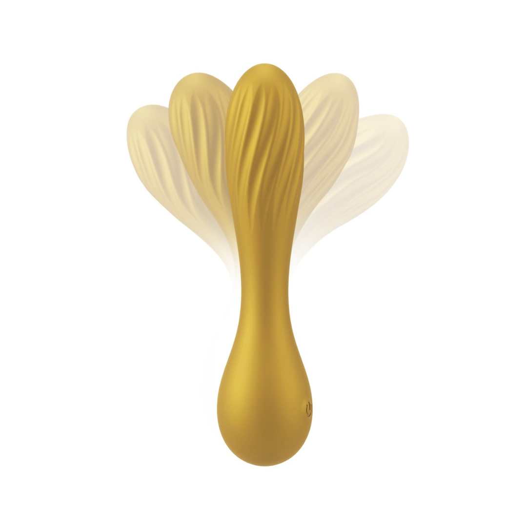 Vibrator "Flexible Swirl" made of silicone - with movable grooved head 16 cm (yellow)