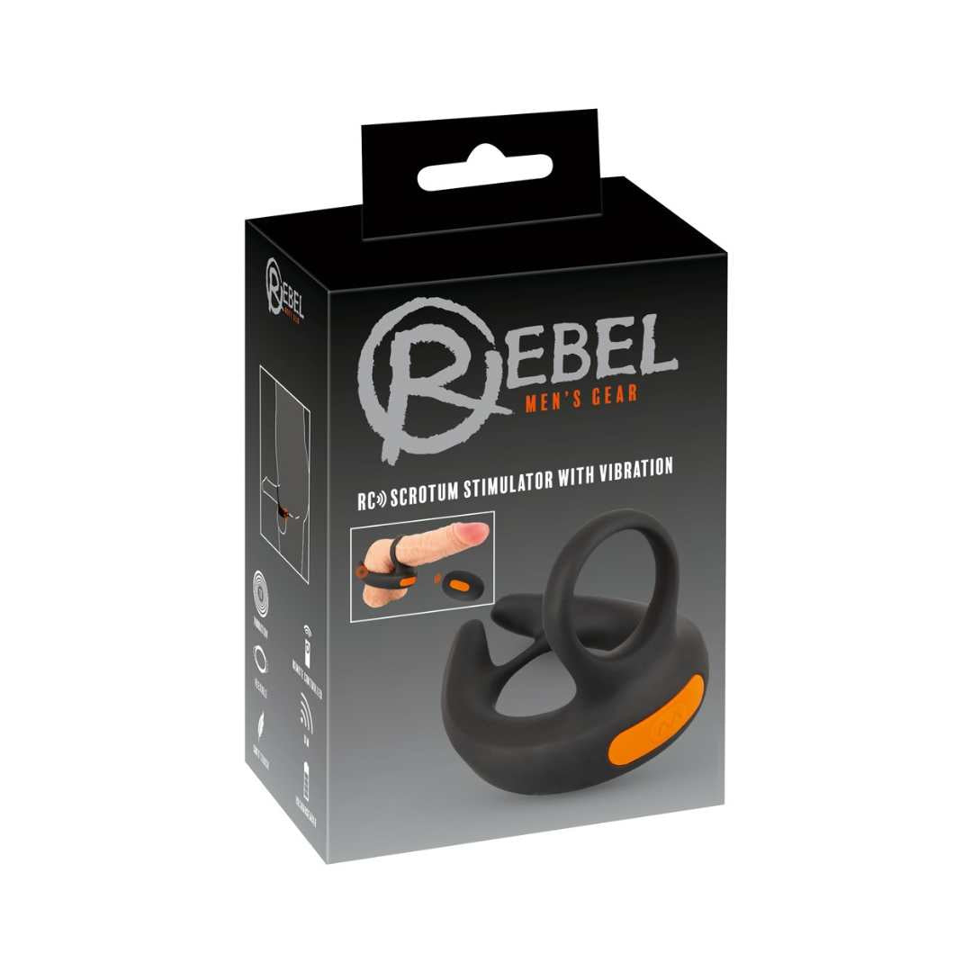 Penis and testicle ring "RC Scrotum Stimulator" made of silicone - with vibration Ø 4.6 cm (black)