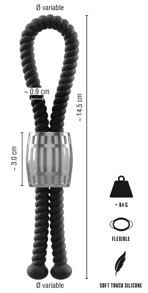 Penis-Schlaufe "Heavy Rope Cock Strap" Ø max. 11 cm (schwarz)