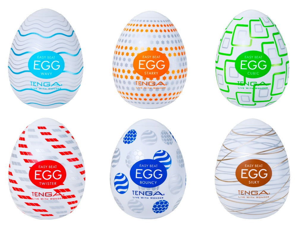 Tenga Egg Variety Standard 6-Pack Masturbators with Internal Textures 7 cm - Stretchable (White)
