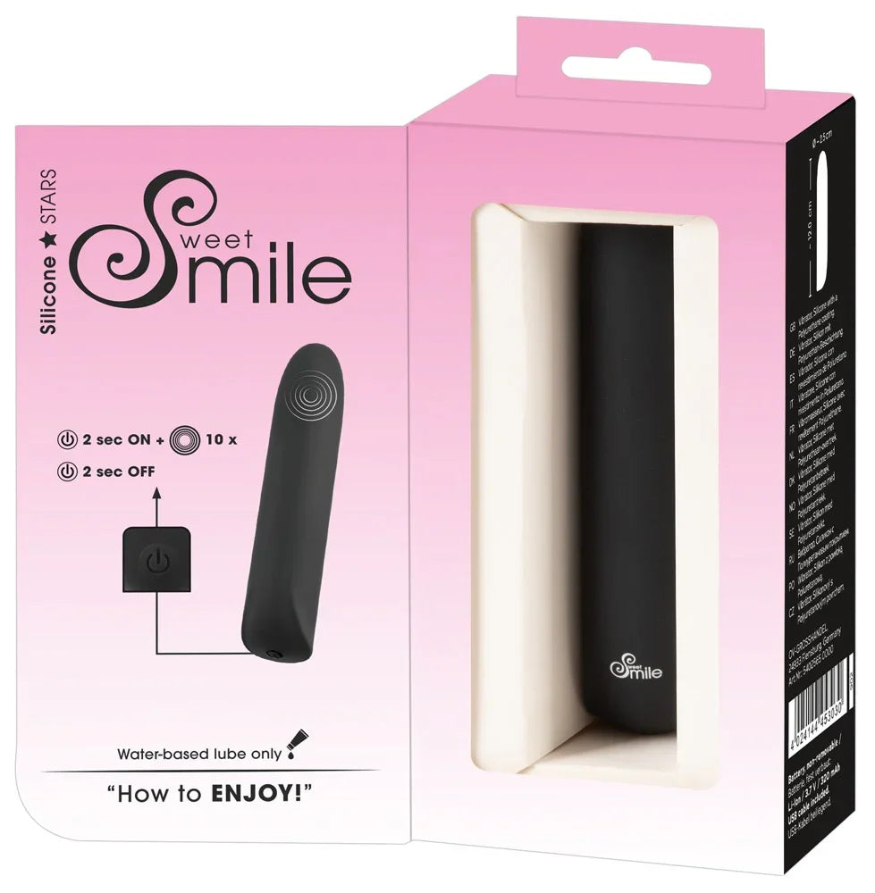 Mini-Vibrator „Sweet Smile“ aus Silikon – 12 cm (schwarz)