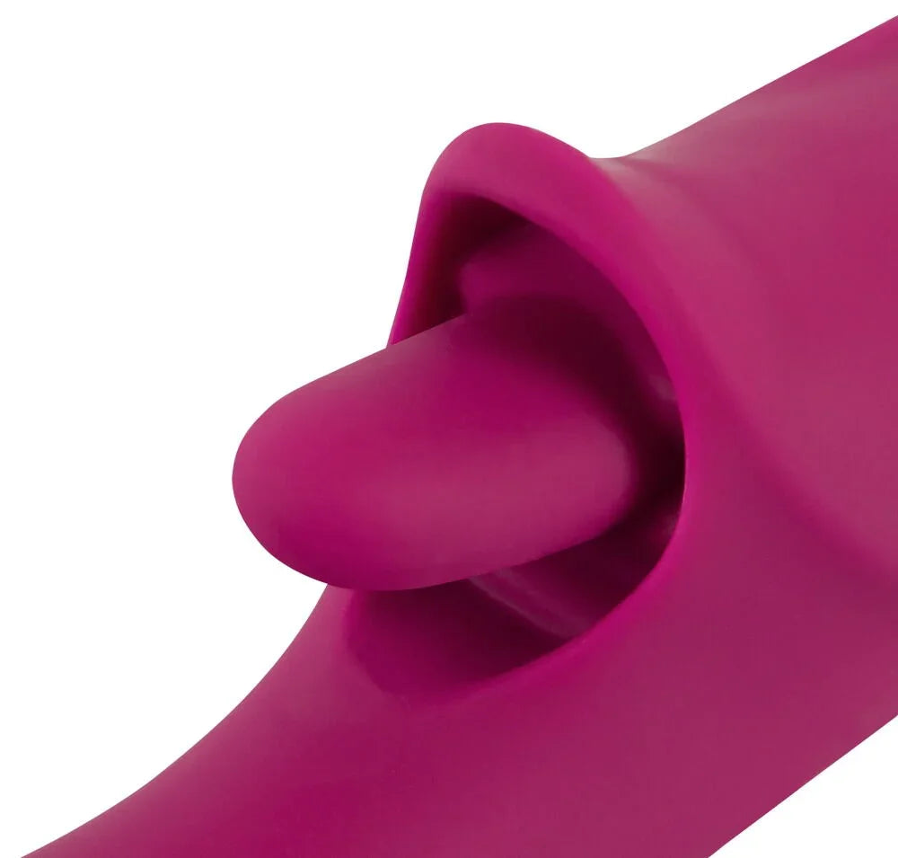 Nahaufnahme eines pinken Vibrators aus Silikon für intime Massagen